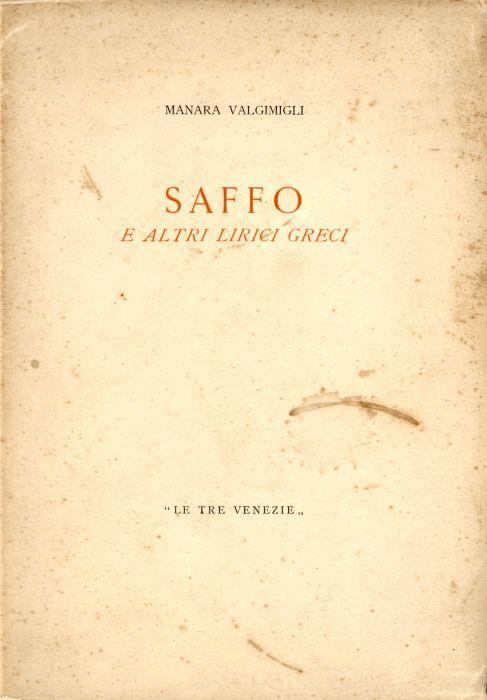 Saffo e altri lirici greci - Manara Valgimigli - copertina