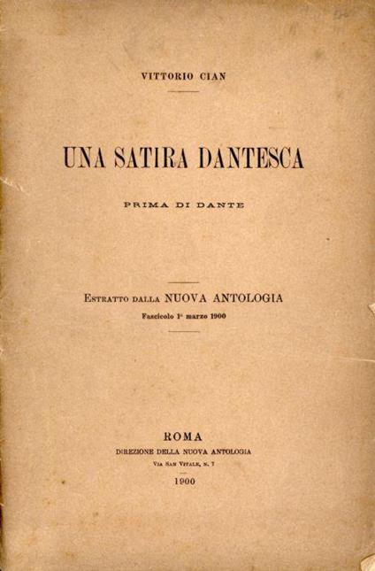 Una satira dantesca prima di Dante - Vittorio Cian - copertina