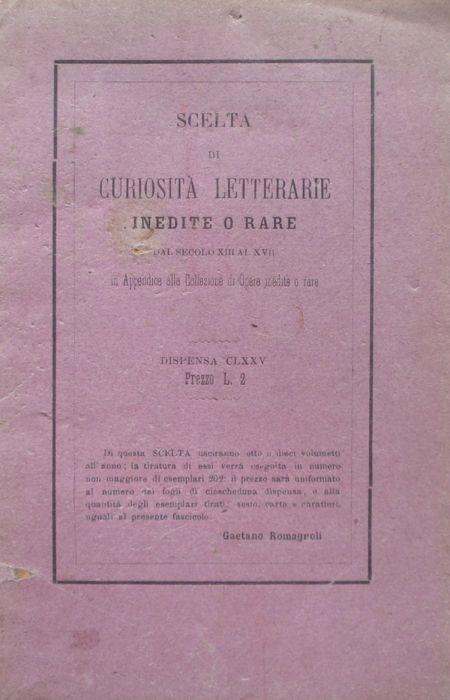 Amore. Dispetto per Costanza. Scelta di curiosità letterarie inedite o rare dal secolo XIII al XVII - copertina