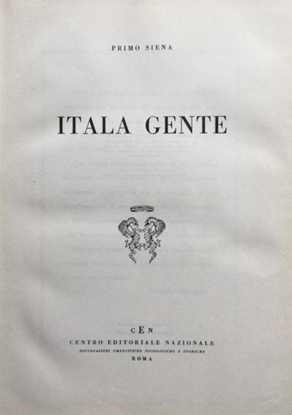 Itala gente - Primo Siena - copertina