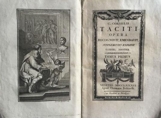 C. Cornelii Taciti Opera. Annali. Tacito 1782. 5 voll. Gabriel Brotier - copertina