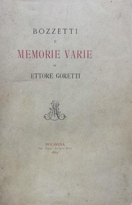 Bozzetti e memorie varie - copertina