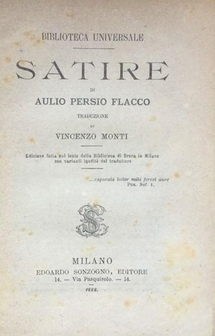 Satire - Persio Aulo Flacco - copertina