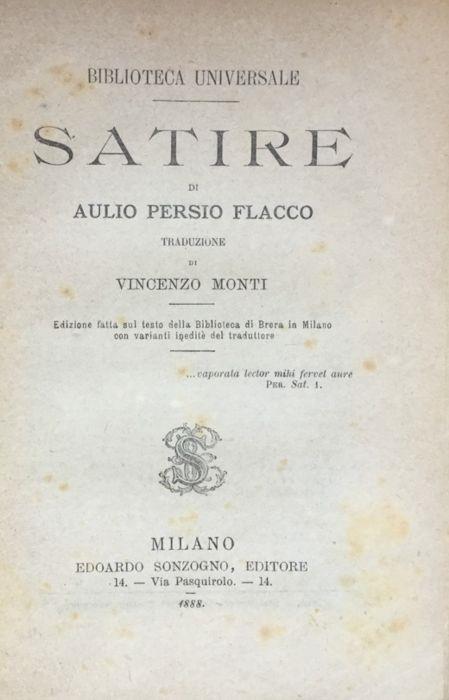 Satire - Persio Aulo Flacco - copertina
