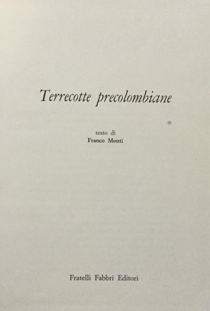 Terrecotte precolombiane - Franco Monti - copertina