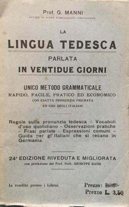La lingua tedesca parlata in 22 giorni - Giuseppe Manni - copertina