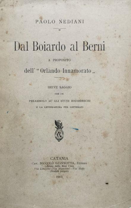 Dal Boiardo al Berni. A proposito dell'Orlando Innamorato - copertina