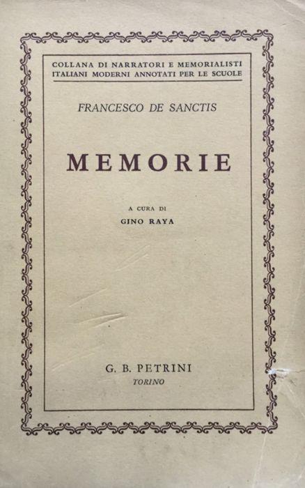 Memorie - Francesco De Sanctis - copertina