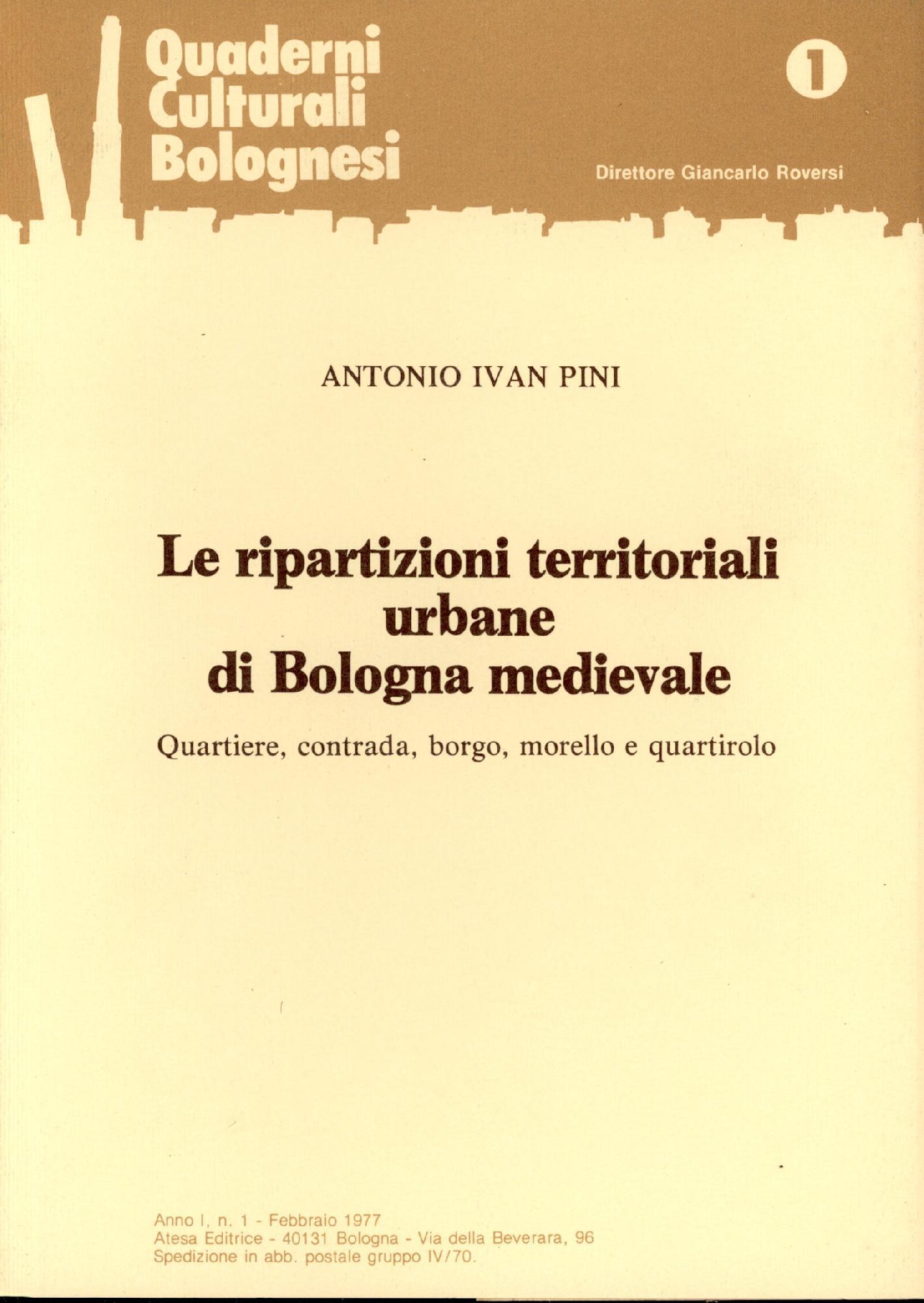 Le ripartizioni territoriali urbane di Bologna medievale