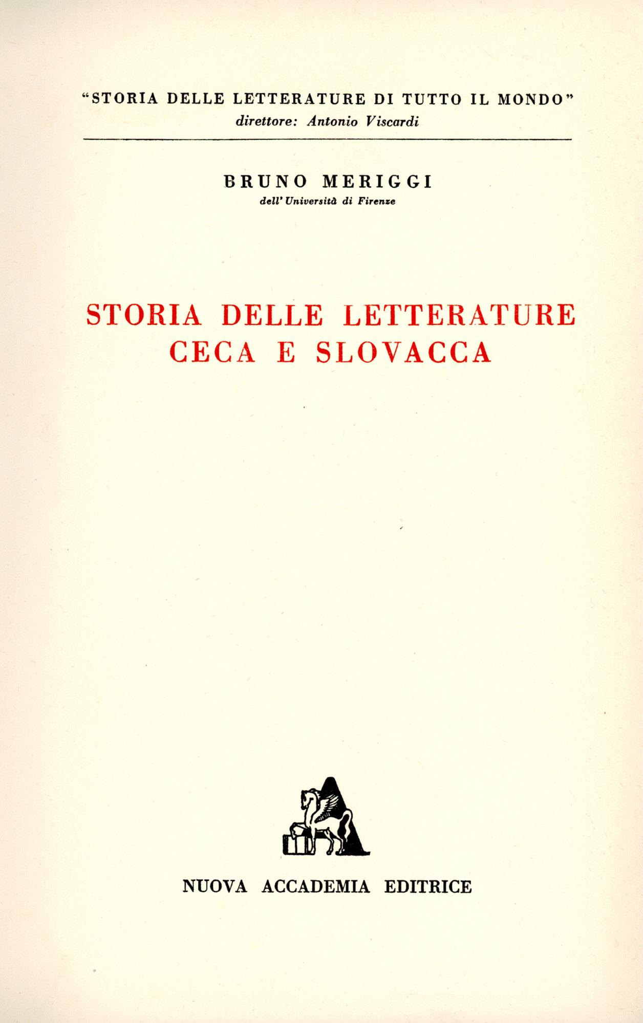 Storia delle letterature ceca e slovacca