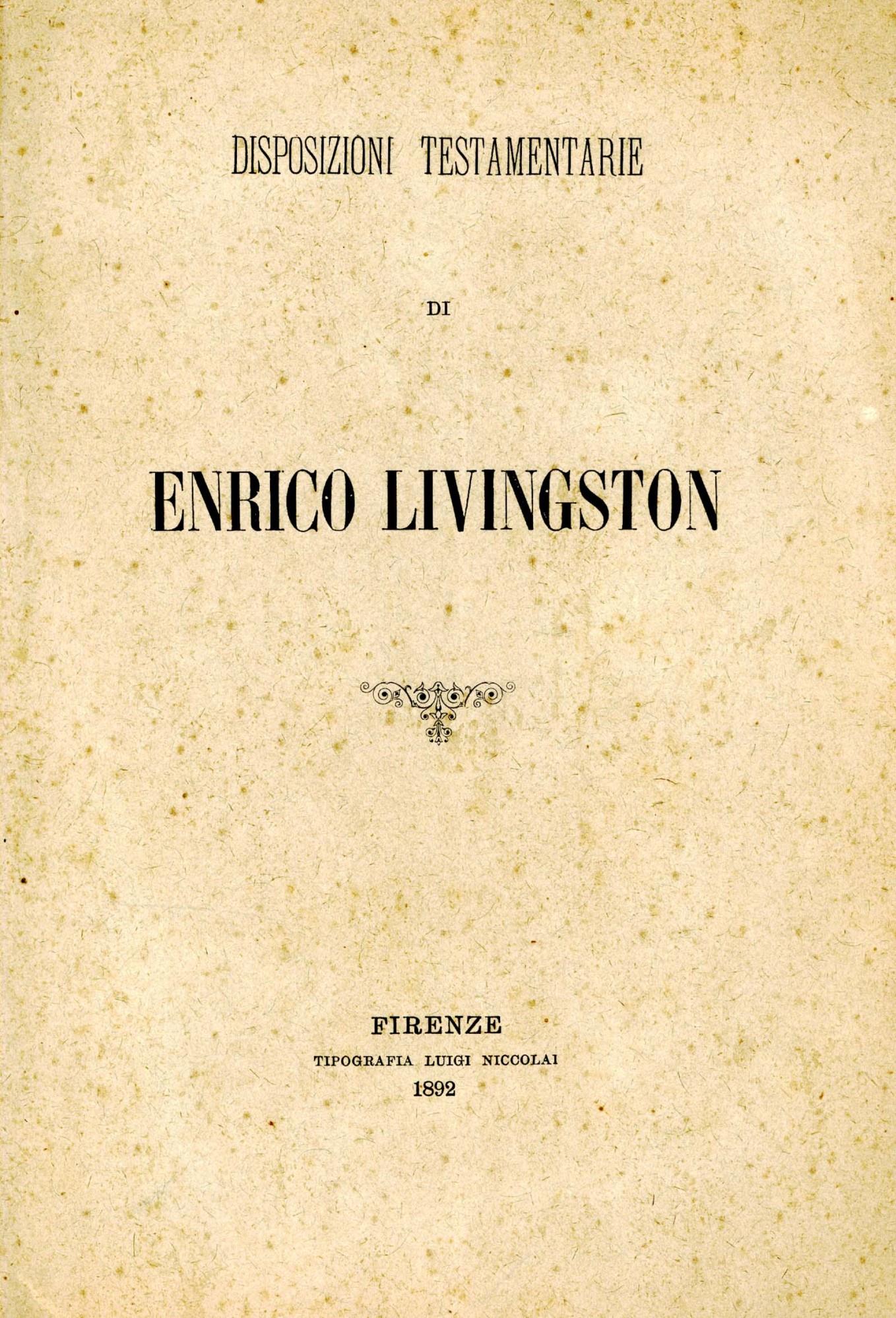 Disposizioni testamentarie di Enrico Livingston