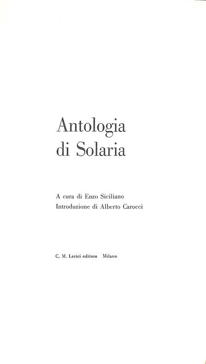 Antologia di Solaria - copertina