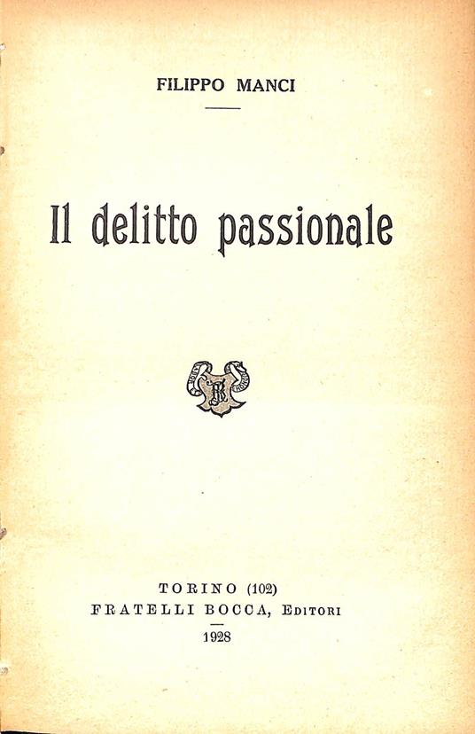 Il delitto passionale - Filippo Lanci - copertina