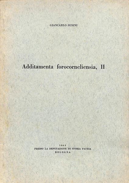 Additamenta forocorneliensia, 2 - Giancarlo Susini - copertina