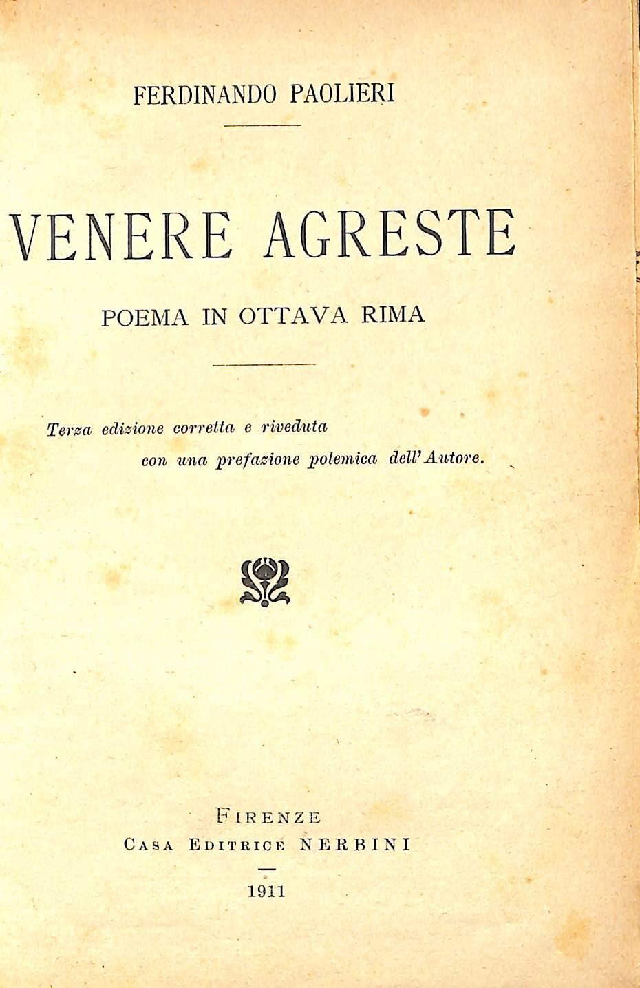 Venere agreste : poema in ottava rima