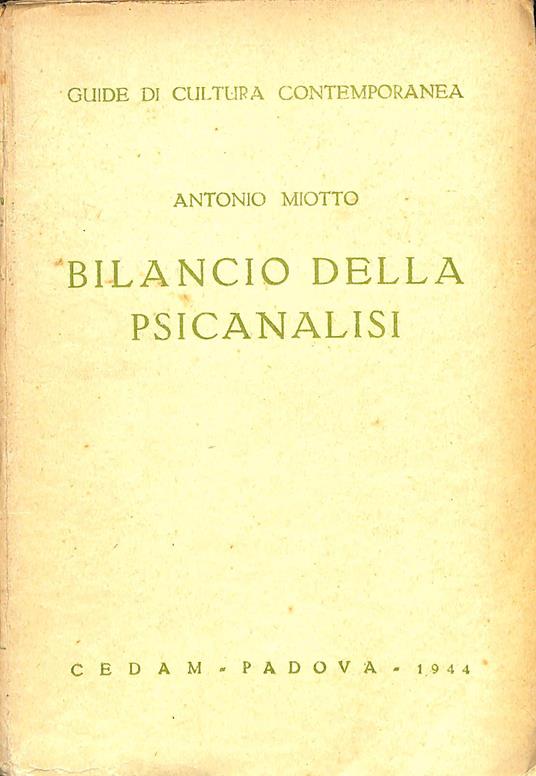 Bilancio della psicanalisi - Antonio Miotto - copertina