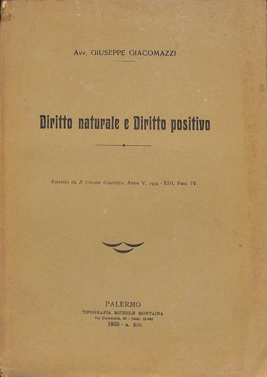 Diritto naturale e diritto positivo - copertina