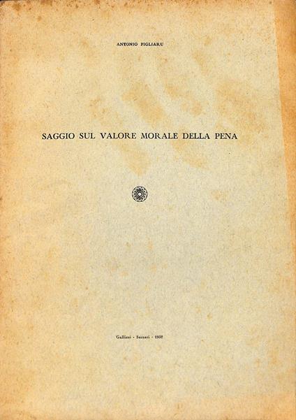 Saggio sul valore morale della pena - copertina