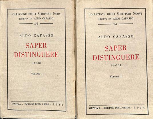 Saper distinguere : saggi, 2 volumi - Aldo Capasso - copertina