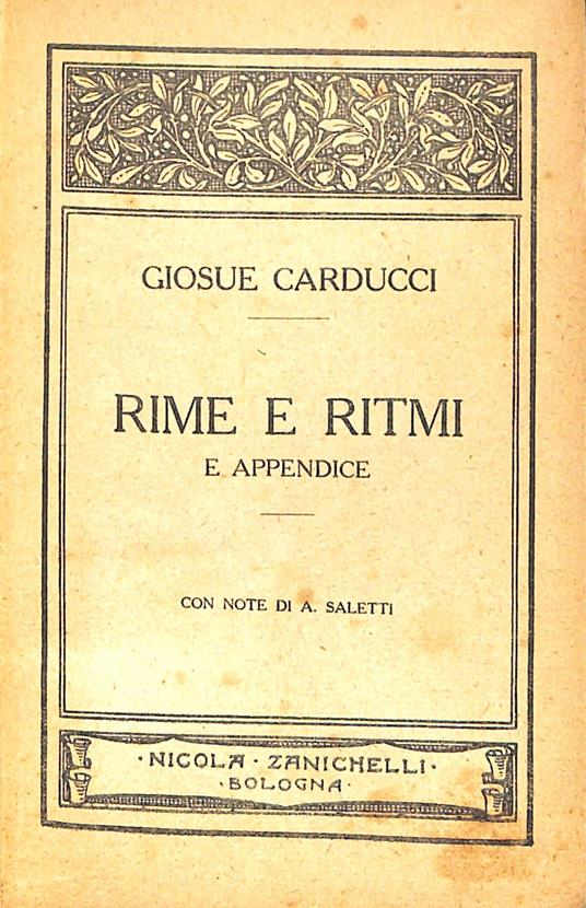 Rime e ritmi e appendice - Giosuè Carducci - copertina