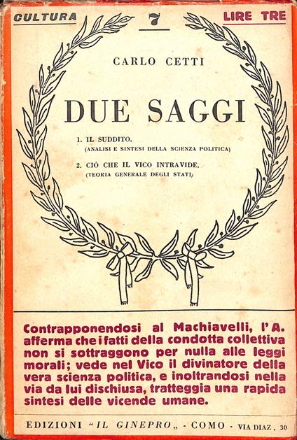 Due saggi - Carlo Cetti - copertina