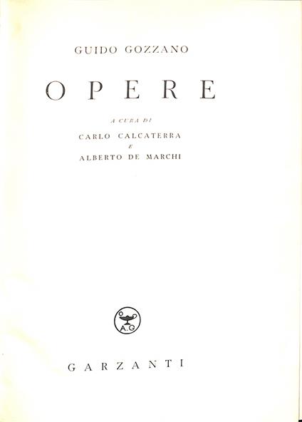 Opere - Guido Gozzano - copertina