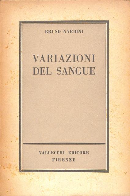 Variazioni del sangue - Bruno Nardini - copertina