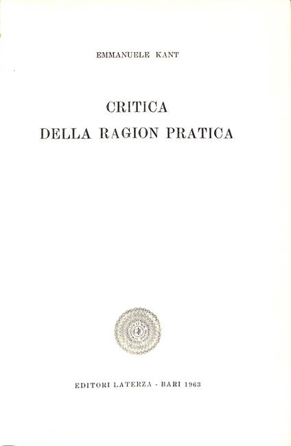 Critica della ragion pratica - Immanuel Kant - copertina