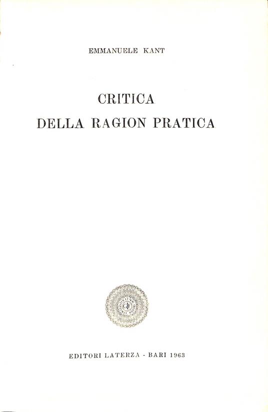 Critica della ragion pratica - Immanuel Kant - copertina
