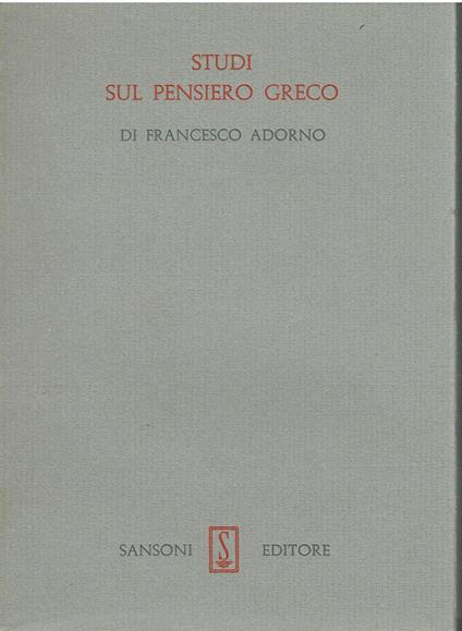 Studi sul pensiero greco - copertina