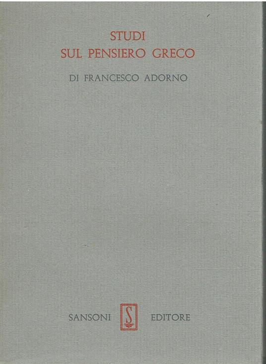 Studi sul pensiero greco - copertina
