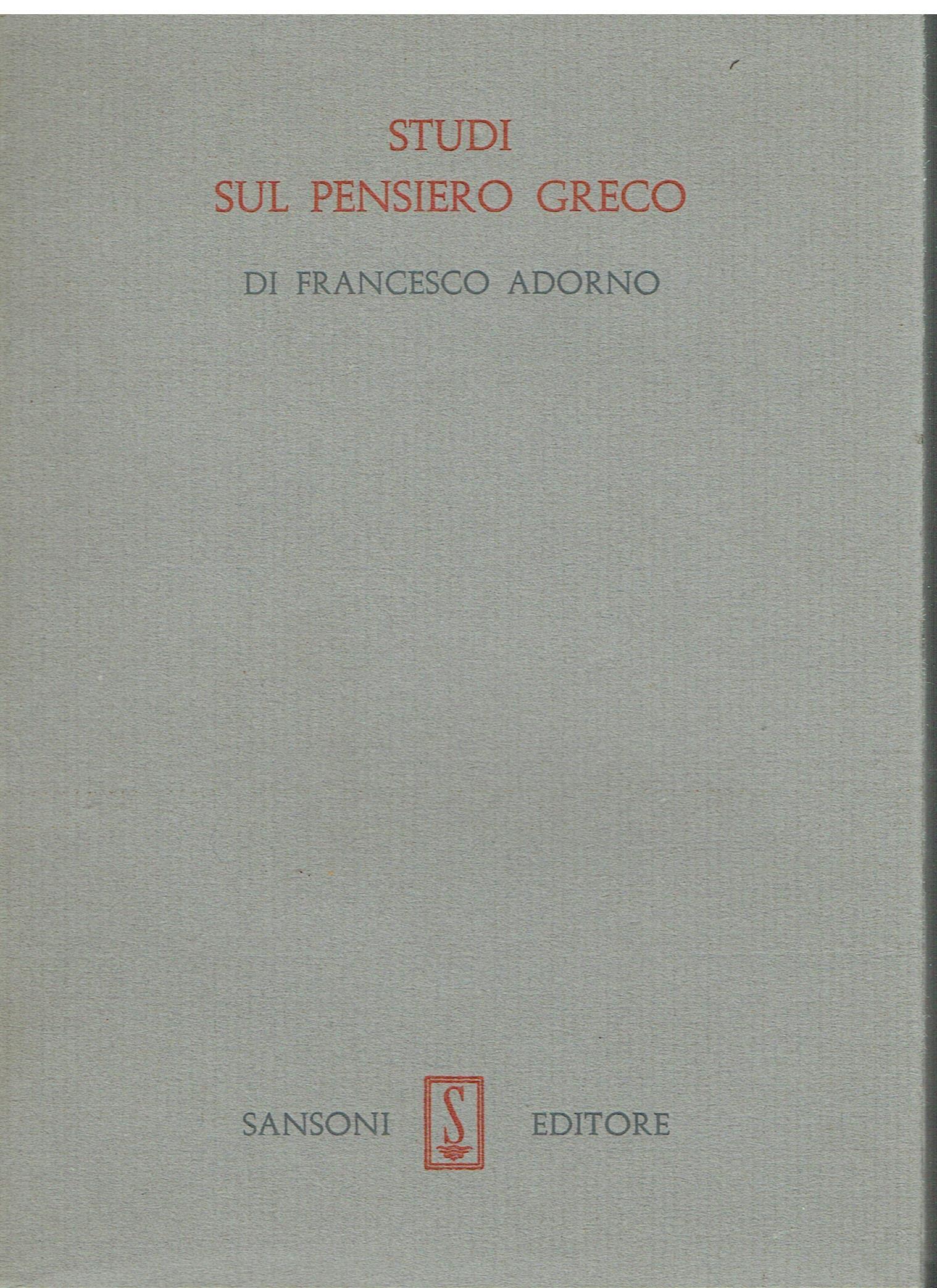Studi sul pensiero greco