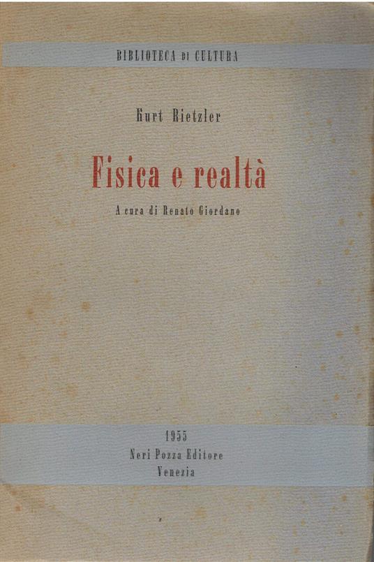 Fisica e realtà, a cura di Renato Giordano - copertina