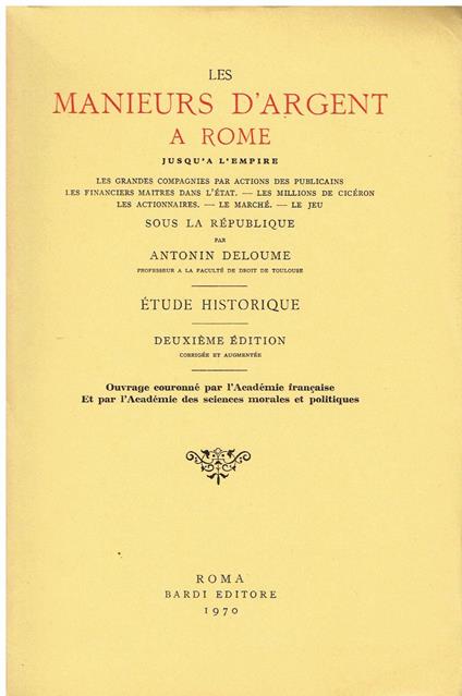 Les manieurs d'argent a Rome jusqu'a l'empire - copertina