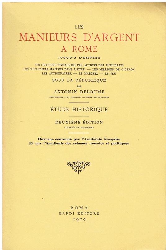 Les manieurs d'argent a Rome jusqu'a l'empire - copertina