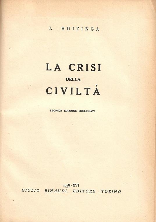 La crisi della civiltà Seconda edizione migliorata - copertina