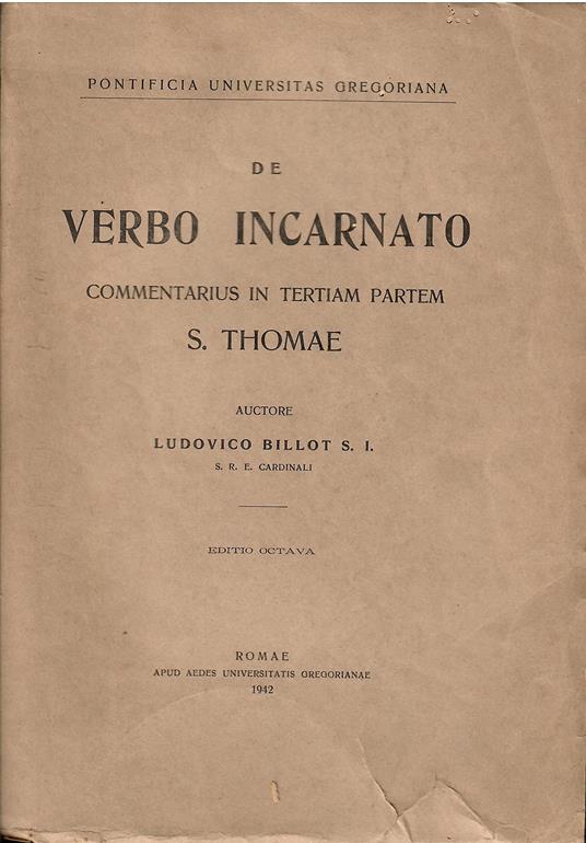 De verbo incarnato - copertina