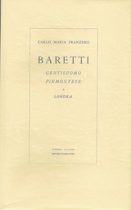 Baretti gentiluomo piemontese a Londra - copertina