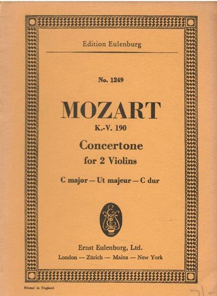 Concertone C major - Wolfgang Amadeus Mozart - copertina