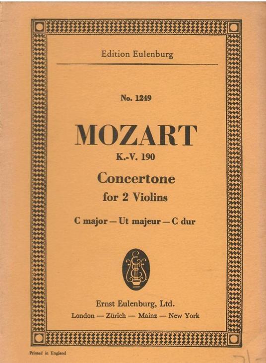 Concertone C major - Wolfgang Amadeus Mozart - copertina