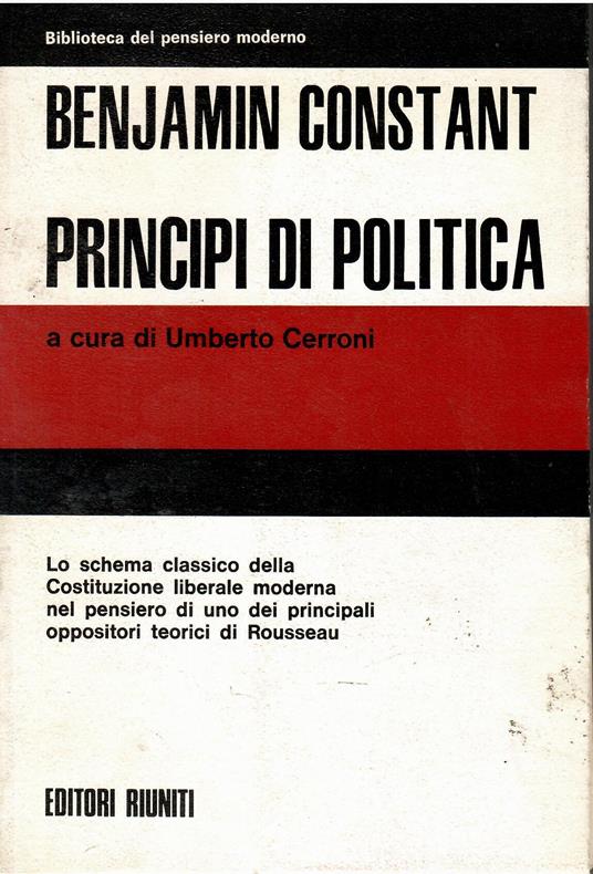 Principi di politica - Benjamin Constant - copertina