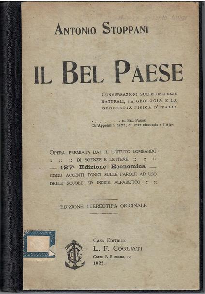 Il Bel Paese - Antonio Stoppani - copertina