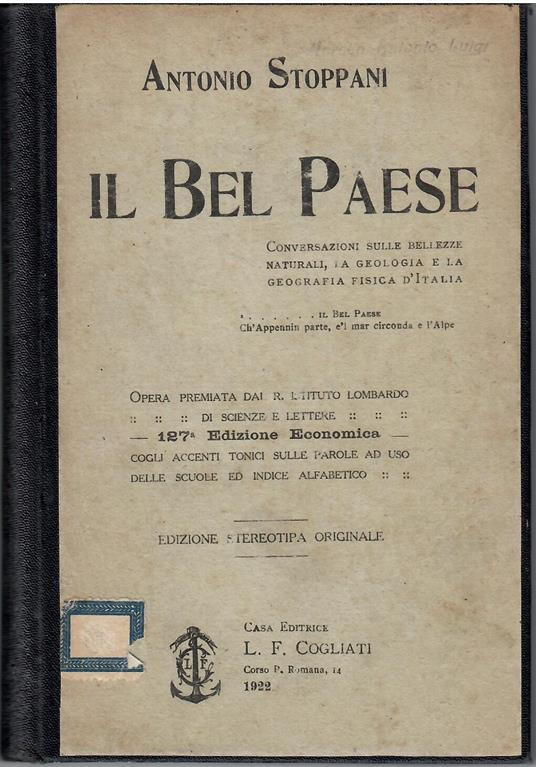 Il Bel Paese - Antonio Stoppani - copertina