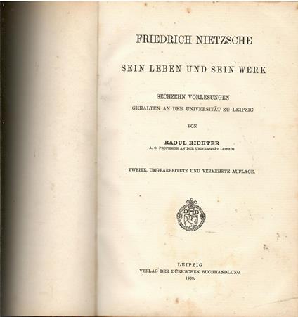 Nietzsche: Sein Leben und Seine Werke - Raoul Richter - copertina