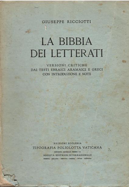 La Bibbia dei letterati - Giuseppe Ricciotti - copertina