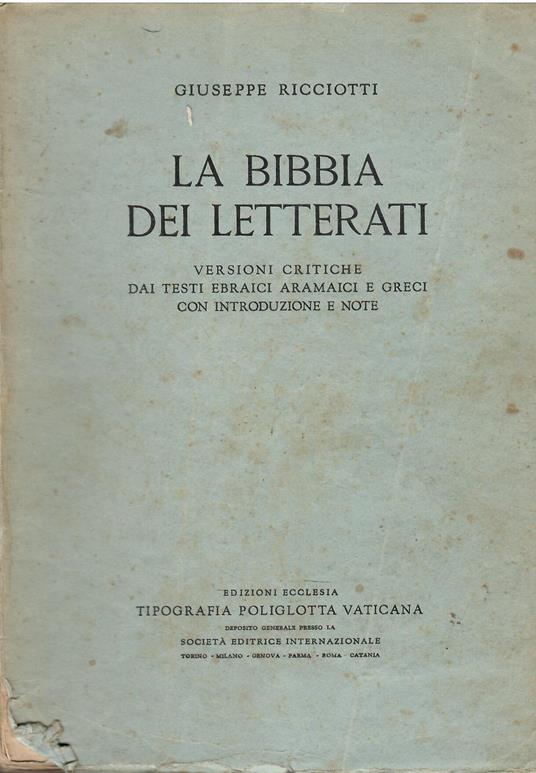 La Bibbia dei letterati - Giuseppe Ricciotti - copertina