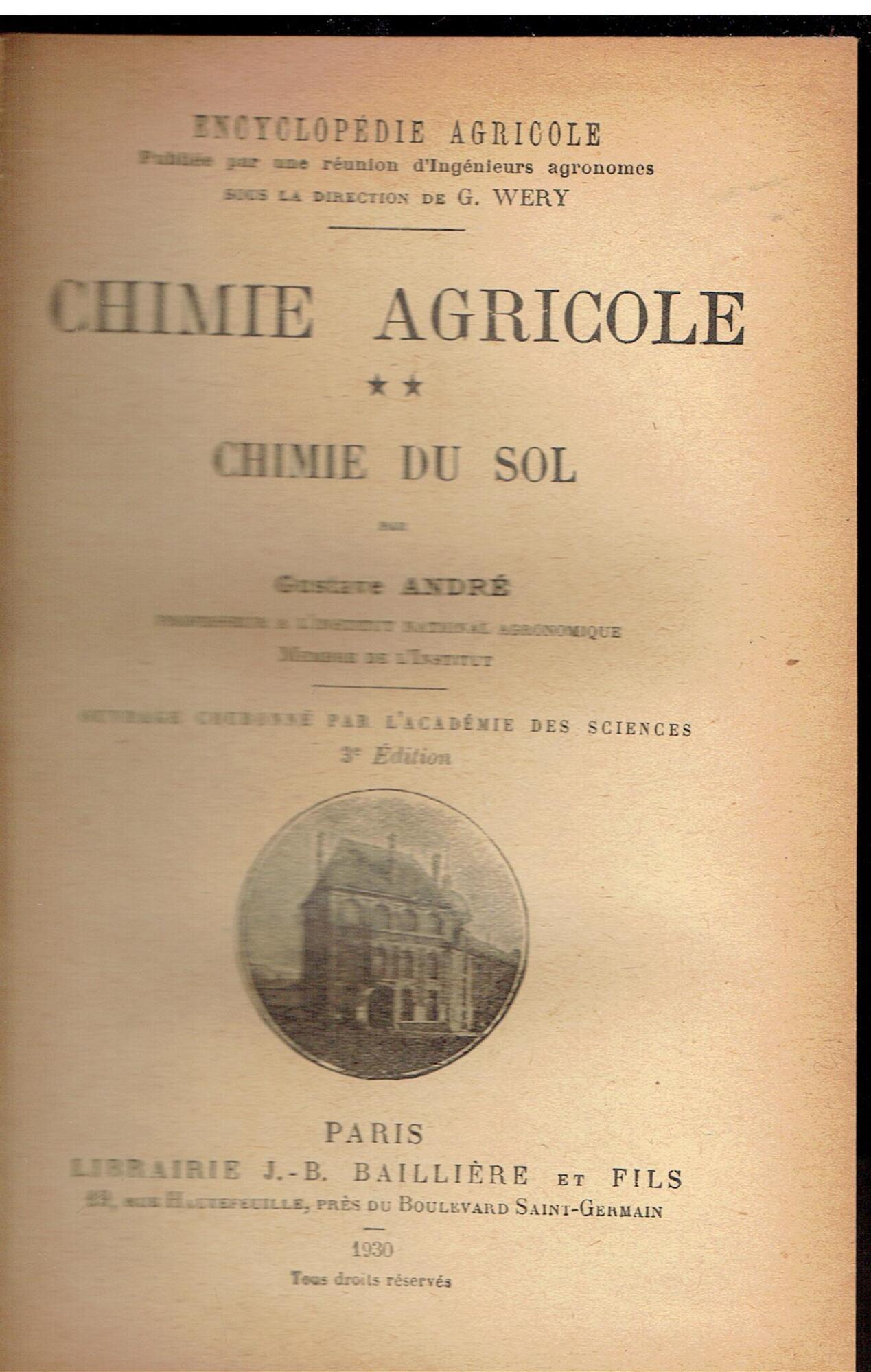 Chimie agricole. Chimie du sol