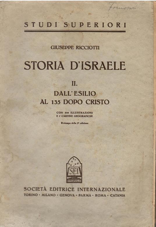 Storia d'Israele II. Dall'esilio al 135 dopo Cristo - Giuseppe Ricciotti - copertina