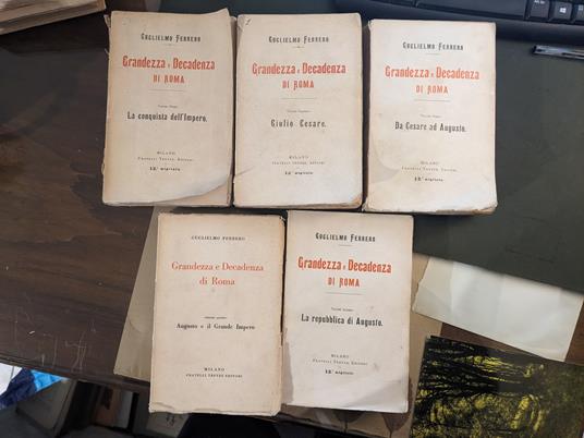 Grandezza e decadenza di Roma - 5 volumi - Guglielmo Ferrero - copertina