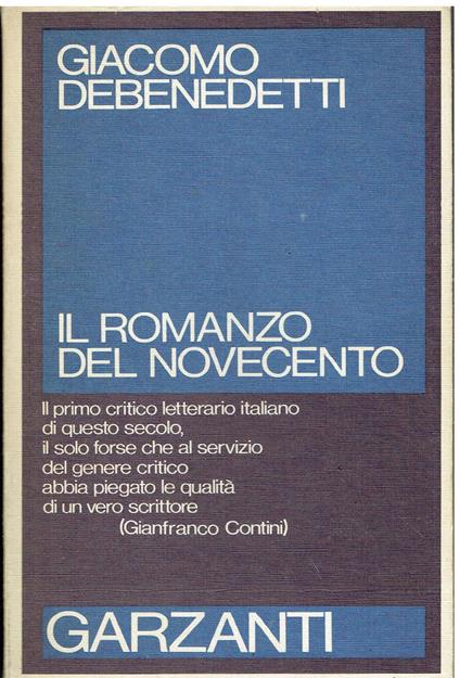 Il romanzo del Novecento - Giacomo Debenedetti - copertina